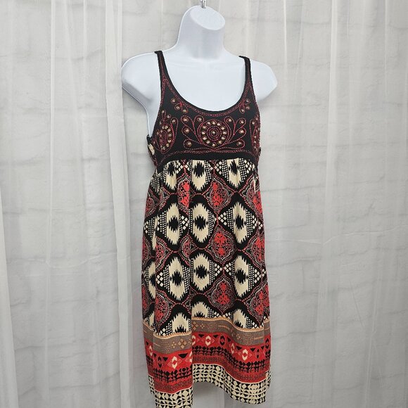 Angie Dress Mini Boho Hippie Festival Black Red S - Picture 3 of 9